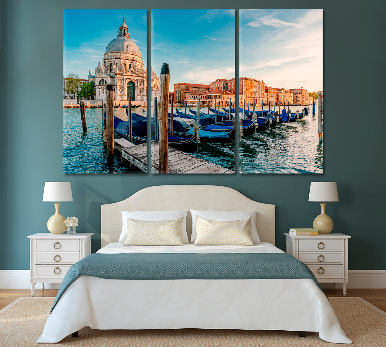 Gondolas and Santa Maria Della Salute Church Venice Italy Canvas Print-Canvas Print-CetArt-1 Panel-24x16 inches-CetArt