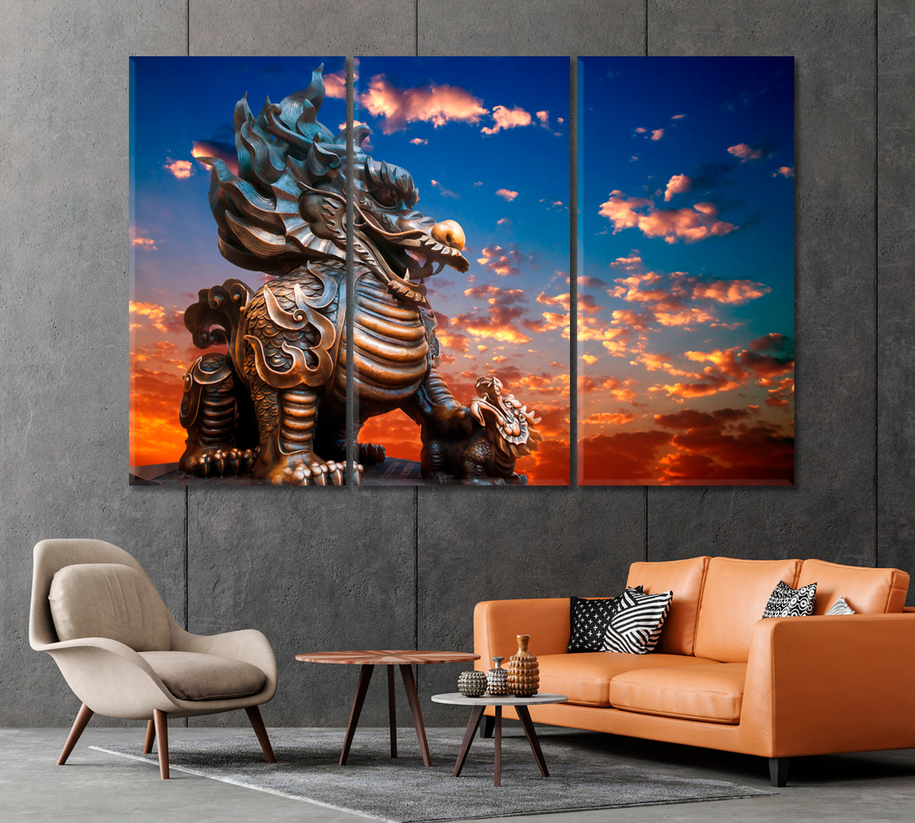 Traditional Chinese Dragon Statue Canvas Print-Canvas Print-CetArt-1 Panel-24x16 inches-CetArt