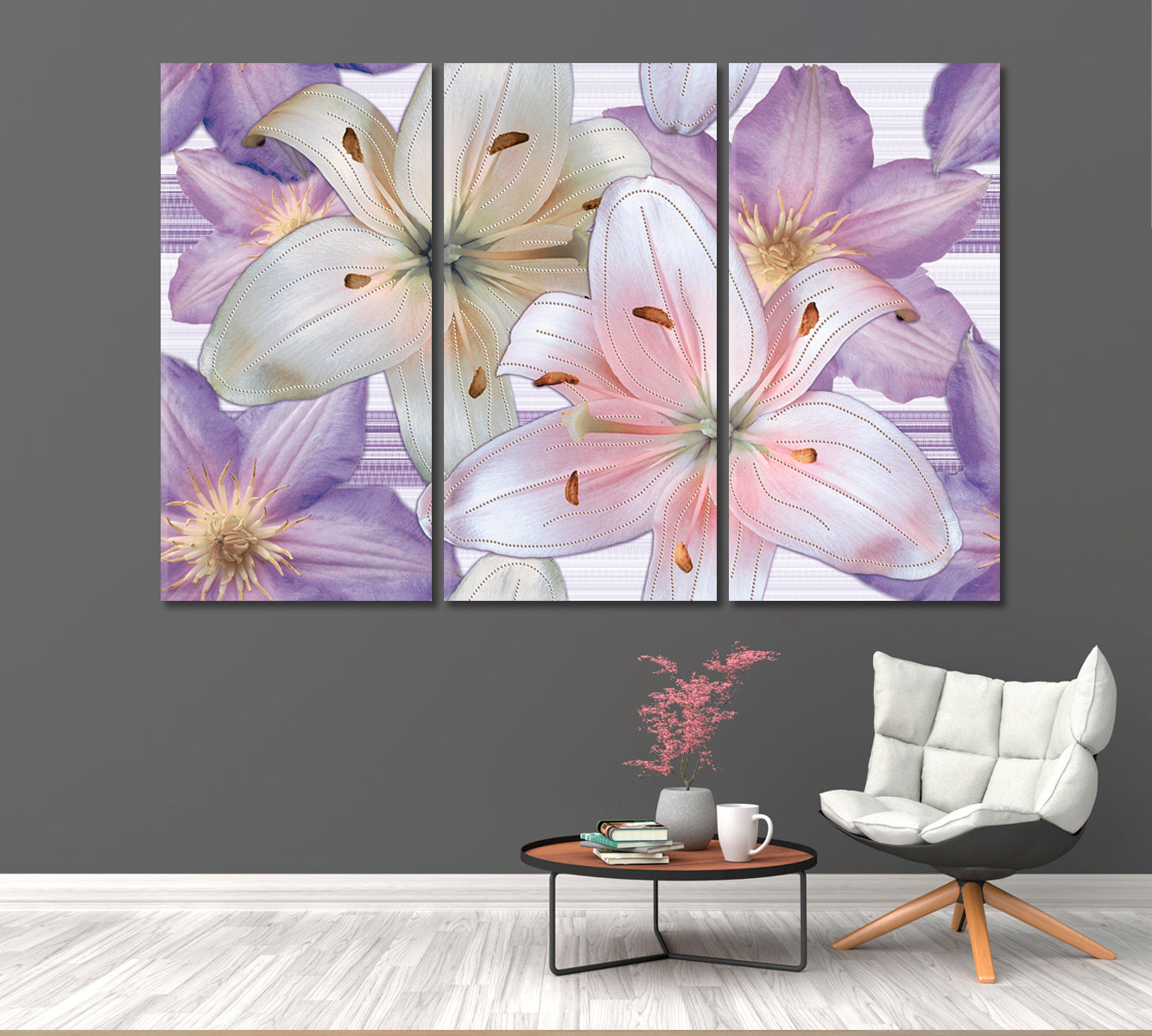 Abstract Lily Flowers Canvas Print-Canvas Print-CetArt-1 Panel-24x16 inches-CetArt