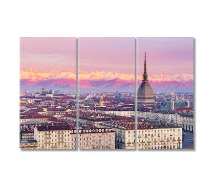 Turin City and Mole Tower Italy Canvas Print-Canvas Print-CetArt-3 Panels-36x24 inches-CetArt