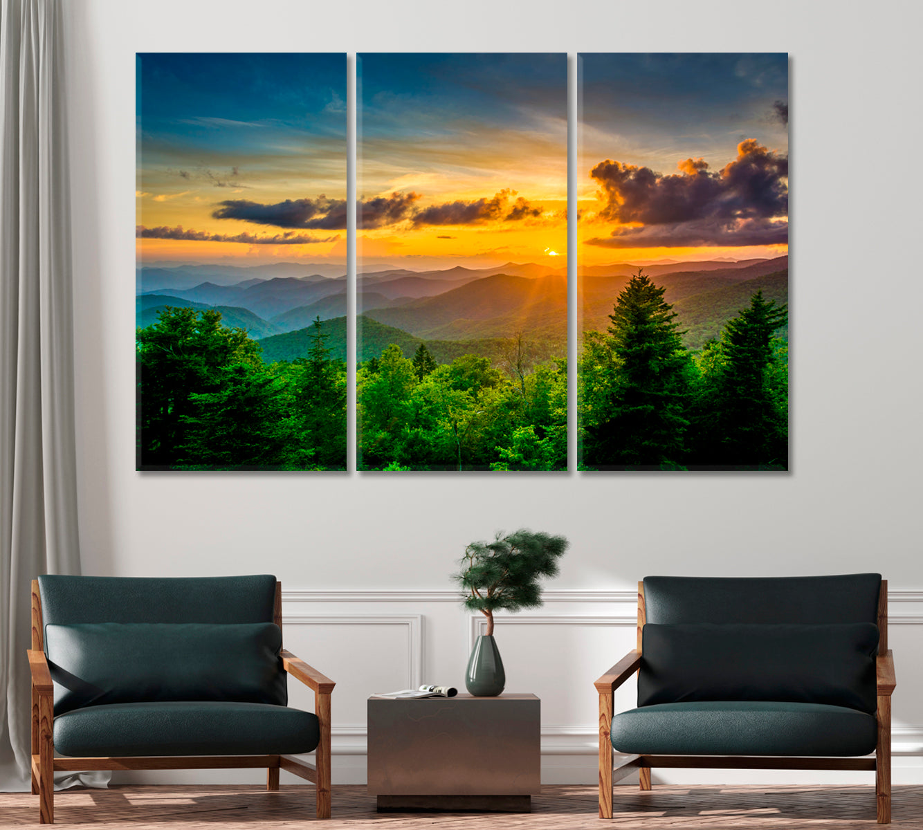 Sunset over Appalachian Mountains North Carolina Canvas Print-Canvas Print-CetArt-1 Panel-24x16 inches-CetArt