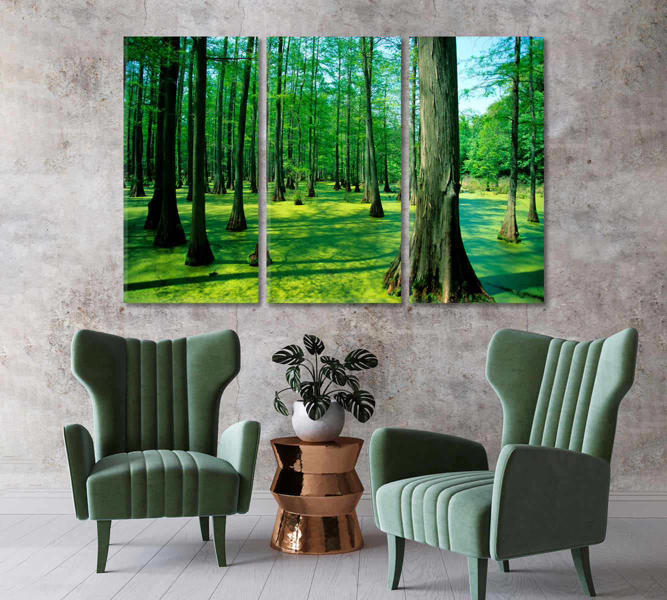 Heron Pond Bald Cypress Trees Illinois Canvas Print-Canvas Print-CetArt-1 Panel-24x16 inches-CetArt