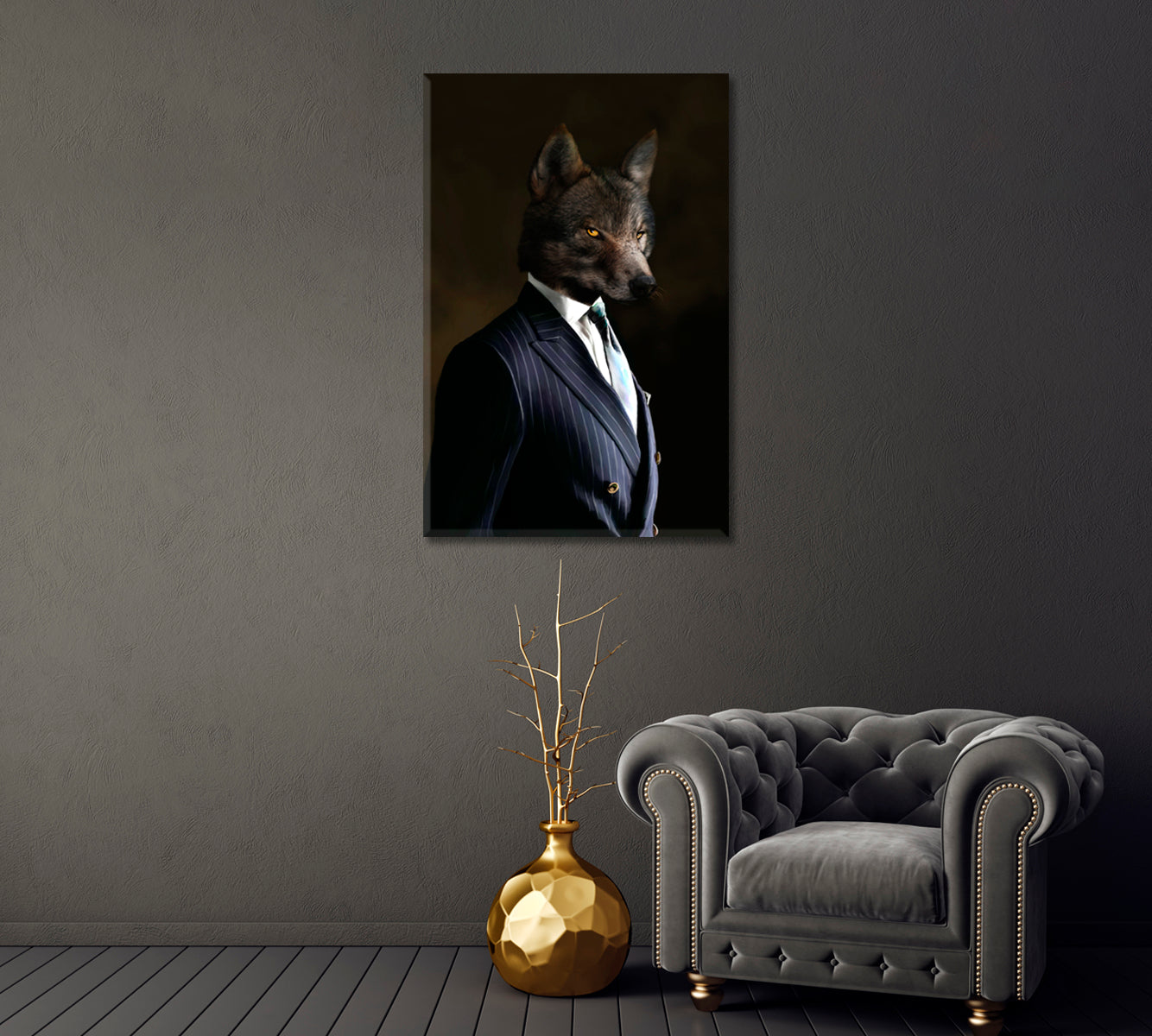 Wolf Businessman Canvas Print-Canvas Print-CetArt-1 panel-16x24 inches-CetArt