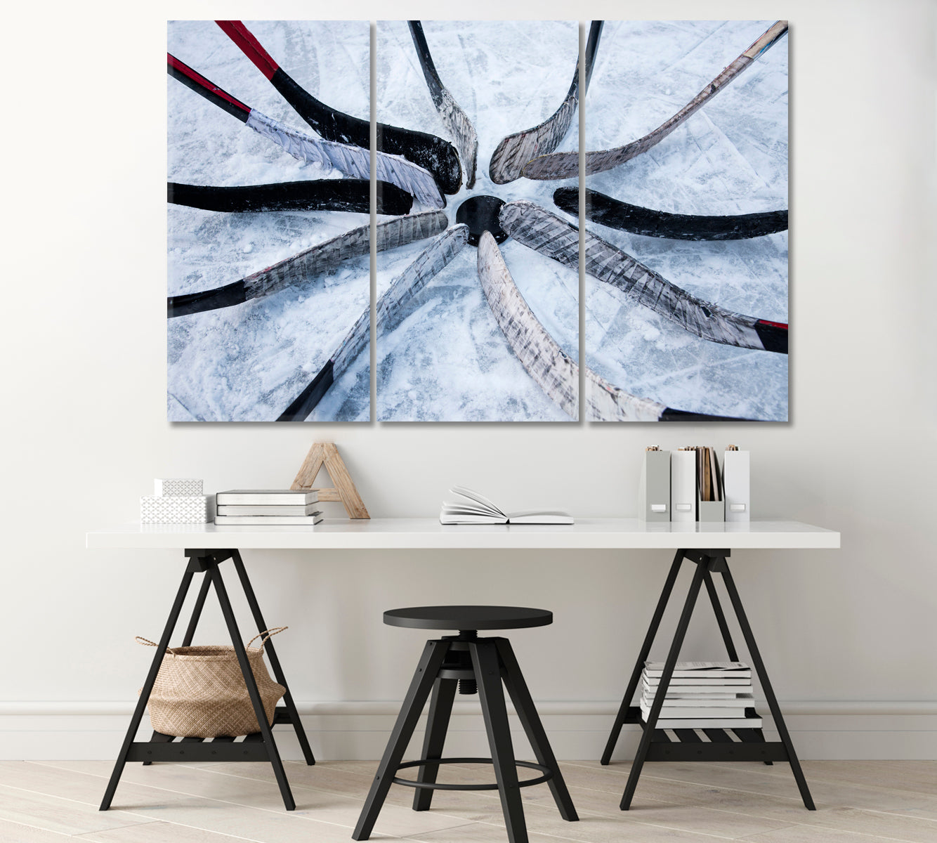 Eleven Hockey Players Canvas Print-Canvas Print-CetArt-1 Panel-24x16 inches-CetArt