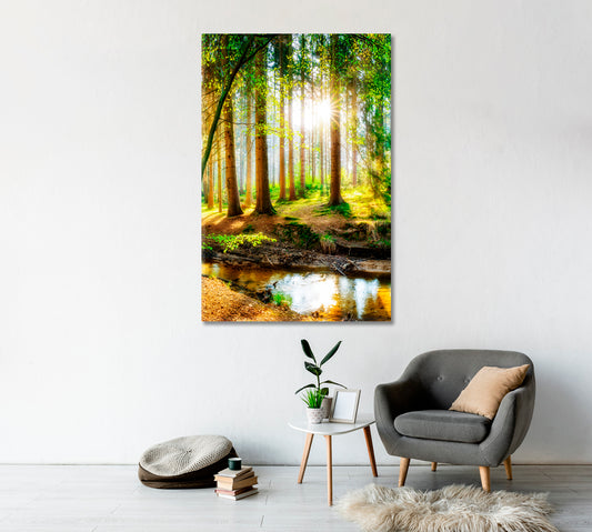 Spring Forest with Sunbeams Canvas Print-Canvas Print-CetArt-1 panel-16x24 inches-CetArt