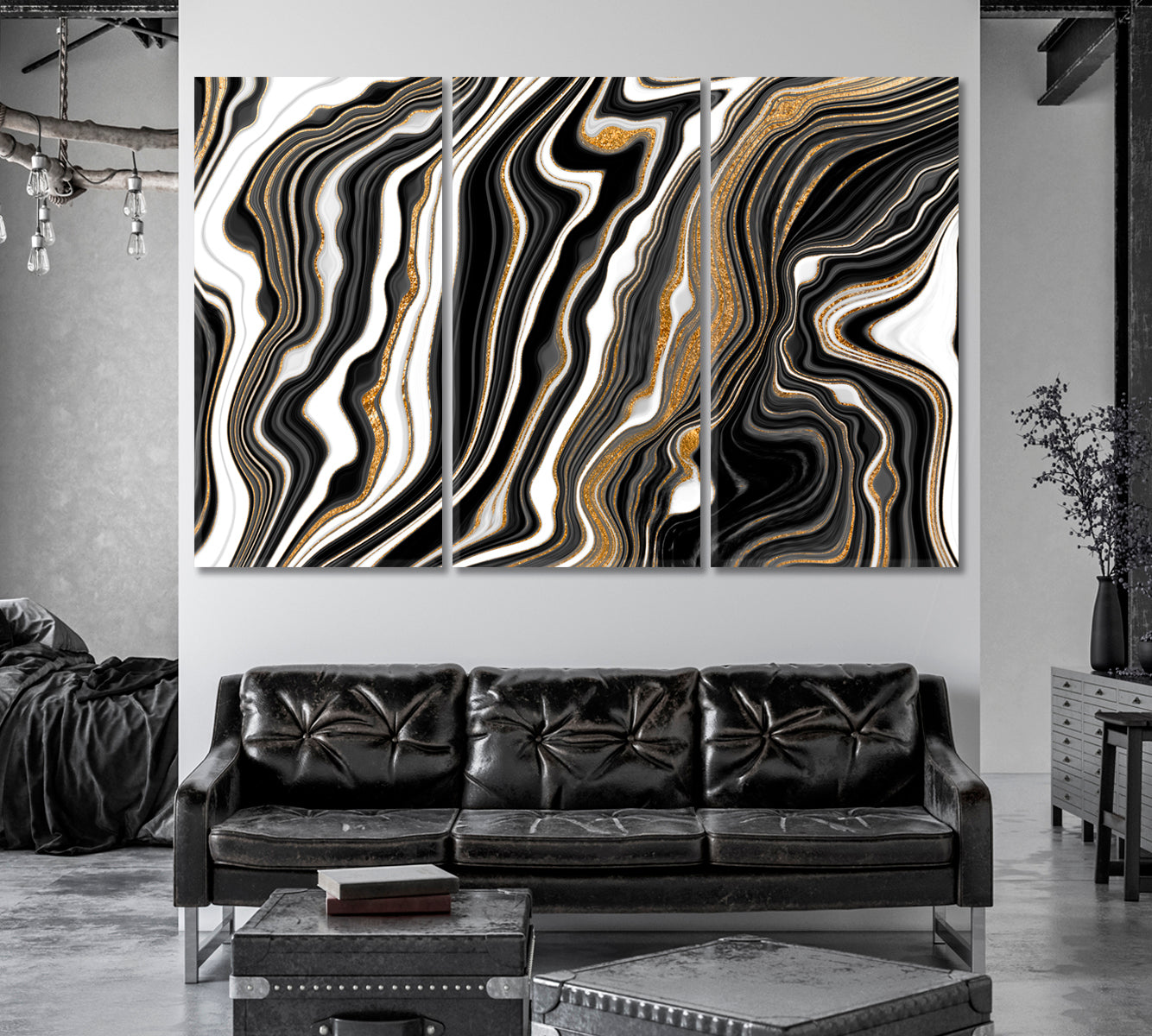 Abstract Black and White Agate Canvas Print-Canvas Print-CetArt-1 Panel-24x16 inches-CetArt