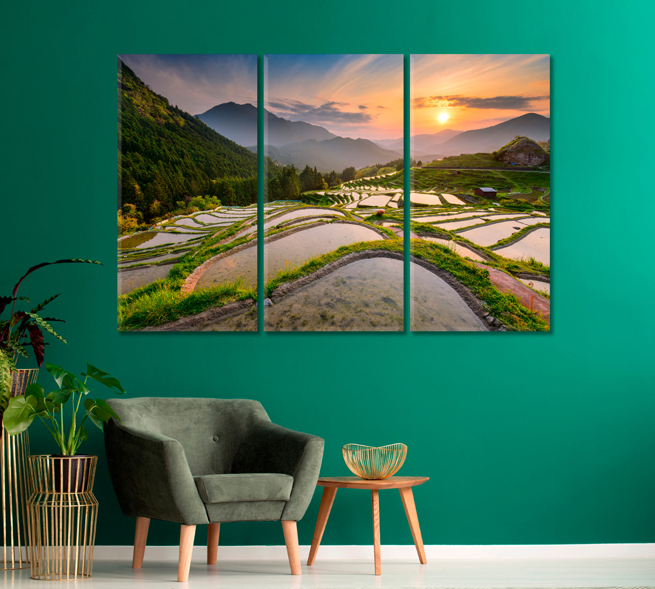 Rice Terraces at Sunset Japan Canvas Print-Canvas Print-CetArt-1 Panel-24x16 inches-CetArt