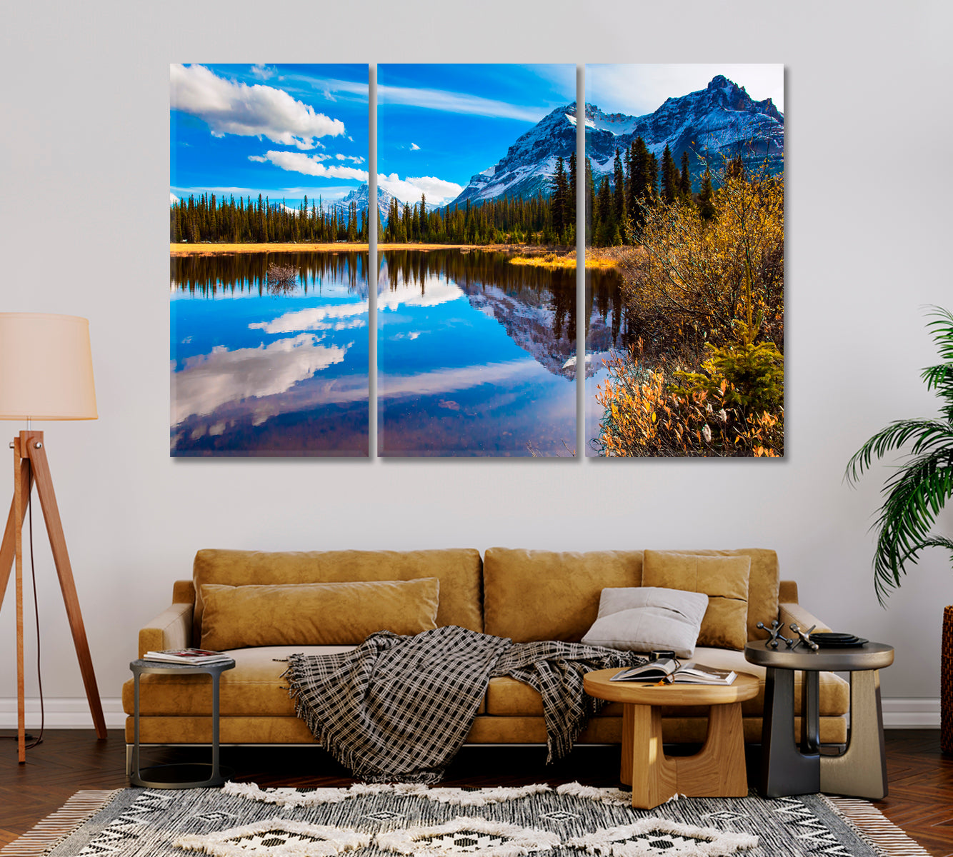 Rocky Mountains of Canada Reflected in Lake Canvas Print-Canvas Print-CetArt-1 Panel-24x16 inches-CetArt