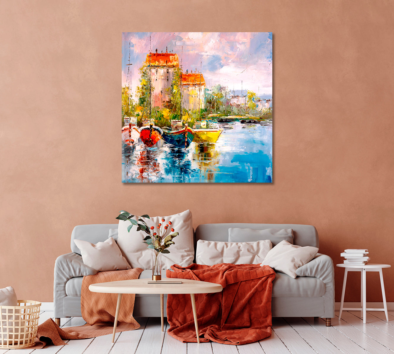 Beautiful Harbor Canvas Print-Canvas Print-CetArt-1 panel-12x12 inches-CetArt