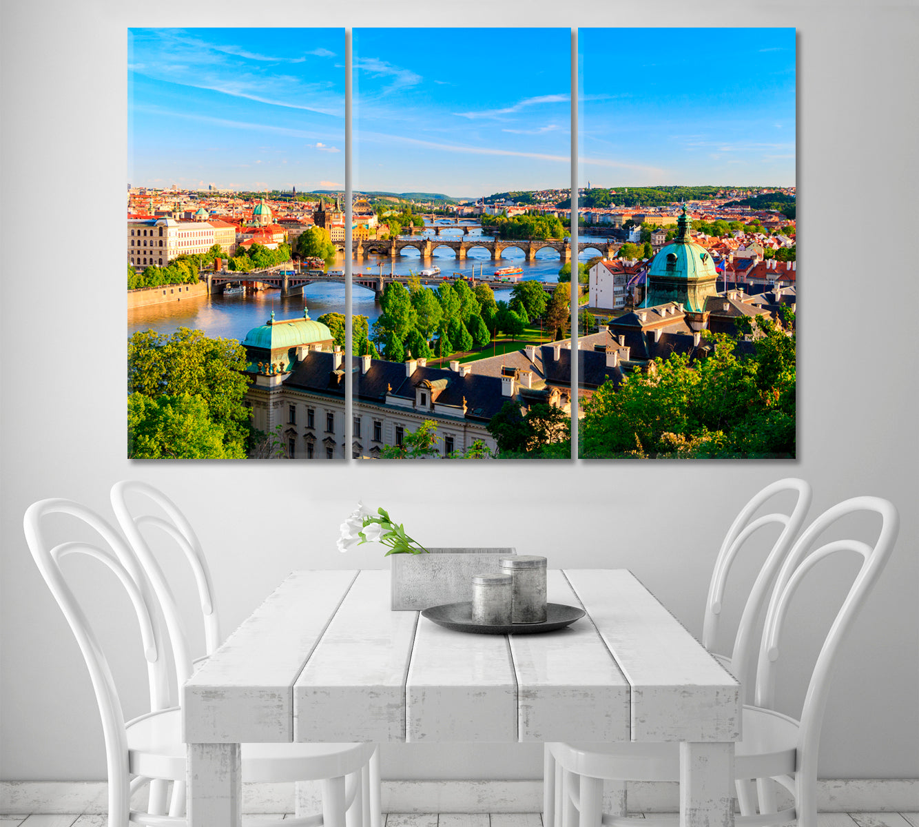 Historical Architecture of Prague and the Vltava River Canvas Print-Canvas Print-CetArt-1 Panel-24x16 inches-CetArt