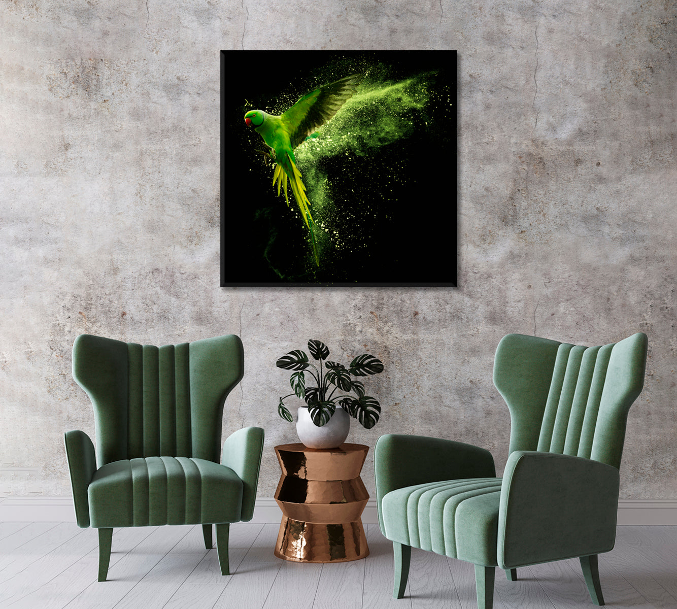 Beautiful Green Parrot Canvas Print-Canvas Print-CetArt-1 panel-12x12 inches-CetArt