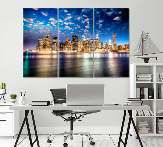 Spectacular Sunset View Manhattan New York Canvas Print-Canvas Print-CetArt-1 Panel-24x16 inches-CetArt