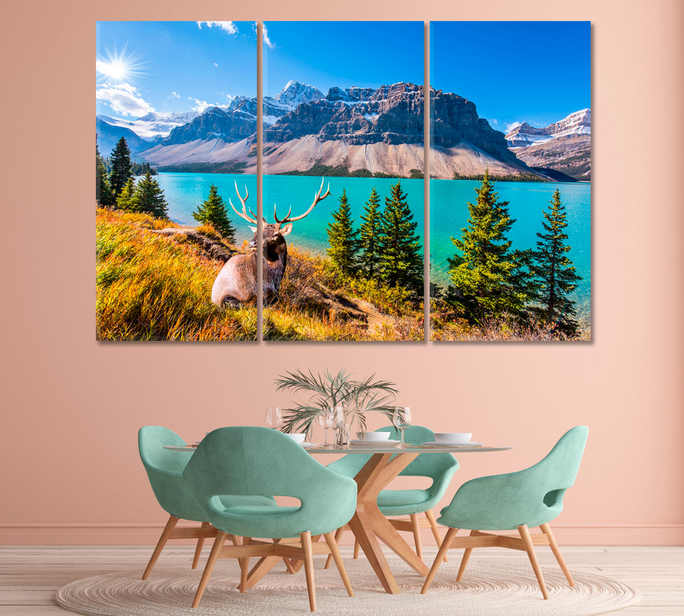 Deer with Forked Antlers near Glacial Lake Bow Canada Canvas Print-Canvas Print-CetArt-1 Panel-24x16 inches-CetArt