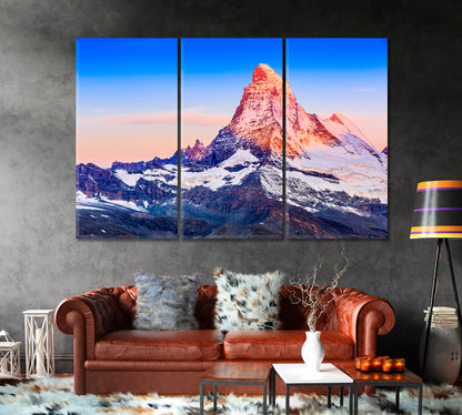 Mountain Matterhorn the Border Between Italy and Switzerland Canvas Print-Canvas Print-CetArt-1 Panel-24x16 inches-CetArt