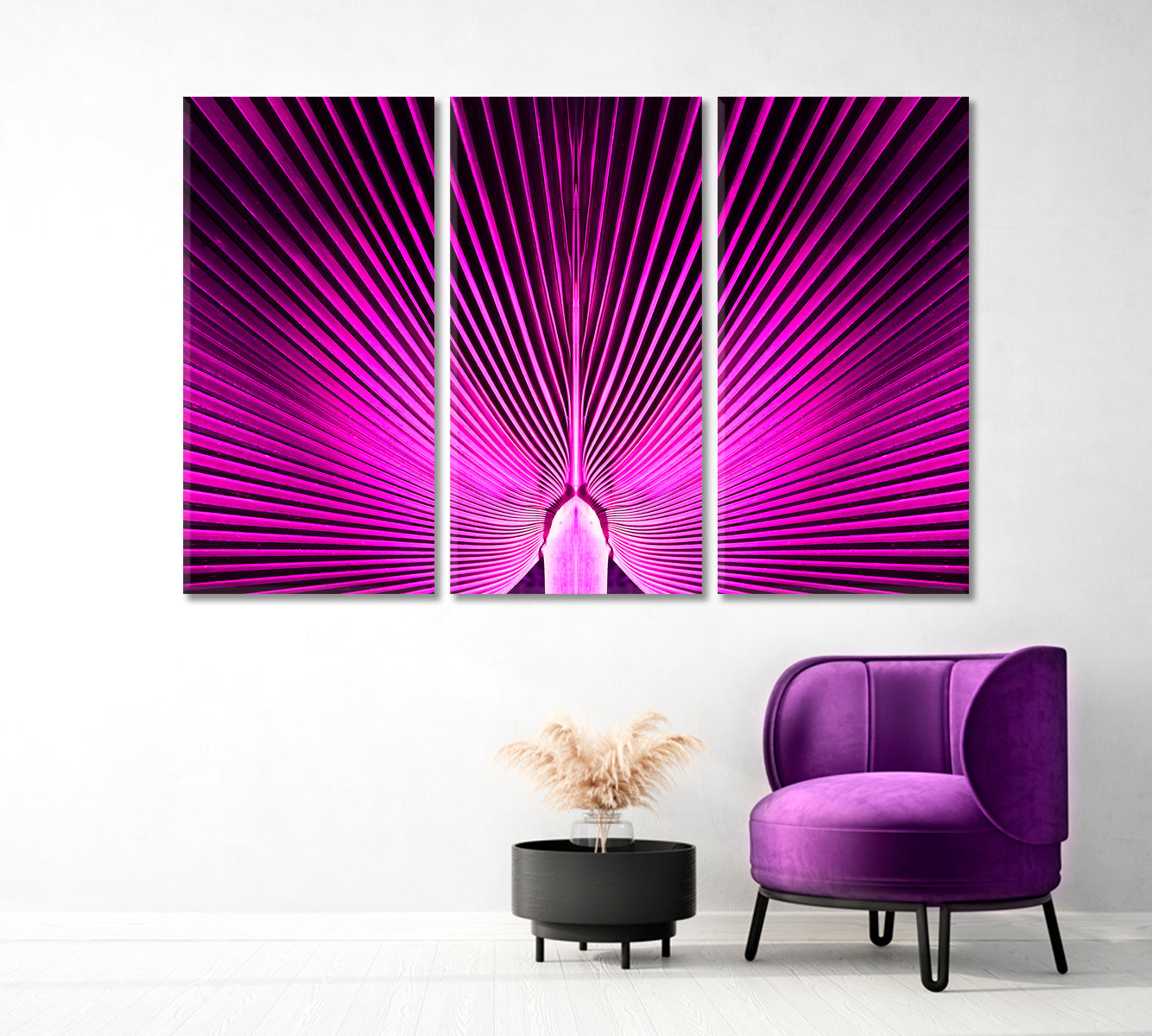 Abstract Purple Palm Leaves Canvas Print-Canvas Print-CetArt-1 Panel-24x16 inches-CetArt