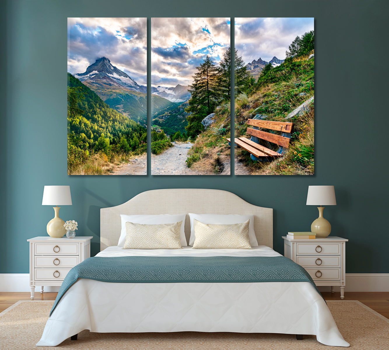 View of Matterhorn Mountain Swiss Alps Canvas Print-Canvas Print-CetArt-1 Panel-24x16 inches-CetArt