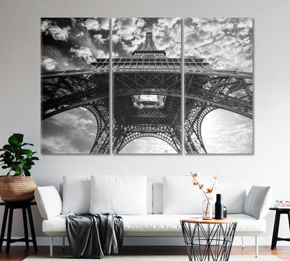 Eiffel Tower in Black White Canvas Print-Canvas Print-CetArt-1 Panel-24x16 inches-CetArt