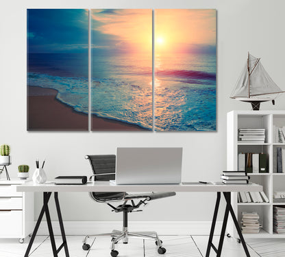 Seascape Sunrise over the Sea Canvas Print-Canvas Print-CetArt-1 Panel-24x16 inches-CetArt