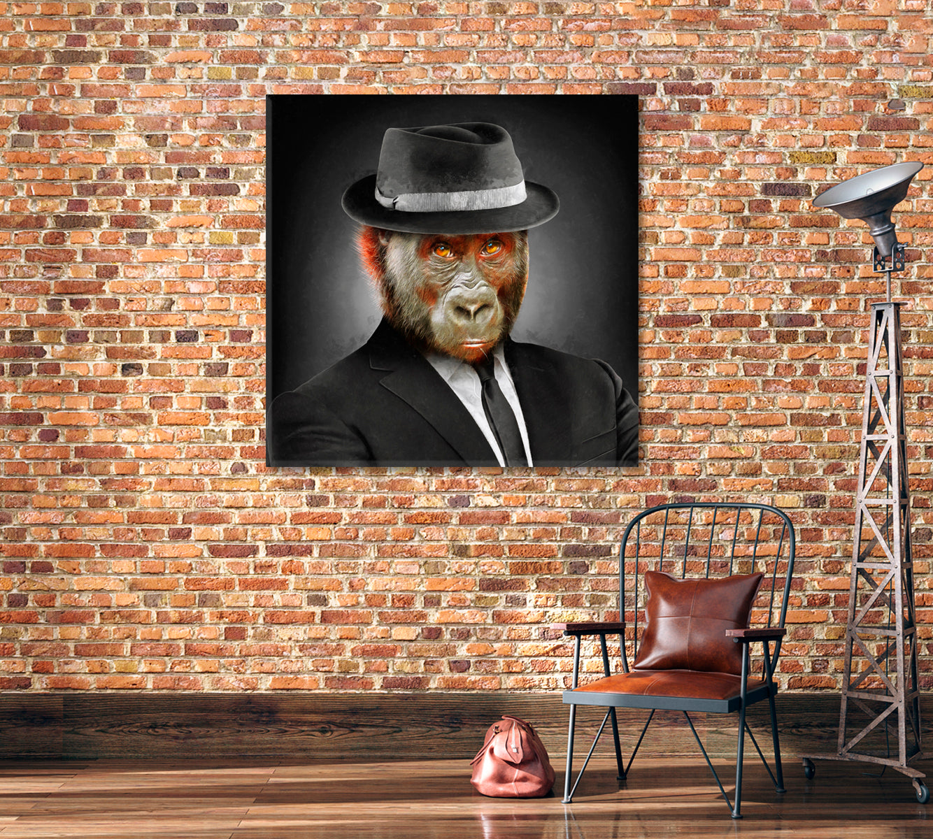 Monkey Businessman Canvas Print-Canvas Print-CetArt-1 panel-12x12 inches-CetArt