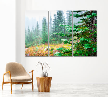 Green Pine Forest in Winter Canvas Print-Canvas Print-CetArt-1 Panel-24x16 inches-CetArt