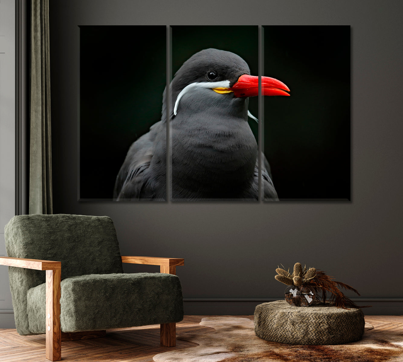 Black Tern Bird with Red Beak Canvas Print-Canvas Print-CetArt-1 Panel-24x16 inches-CetArt