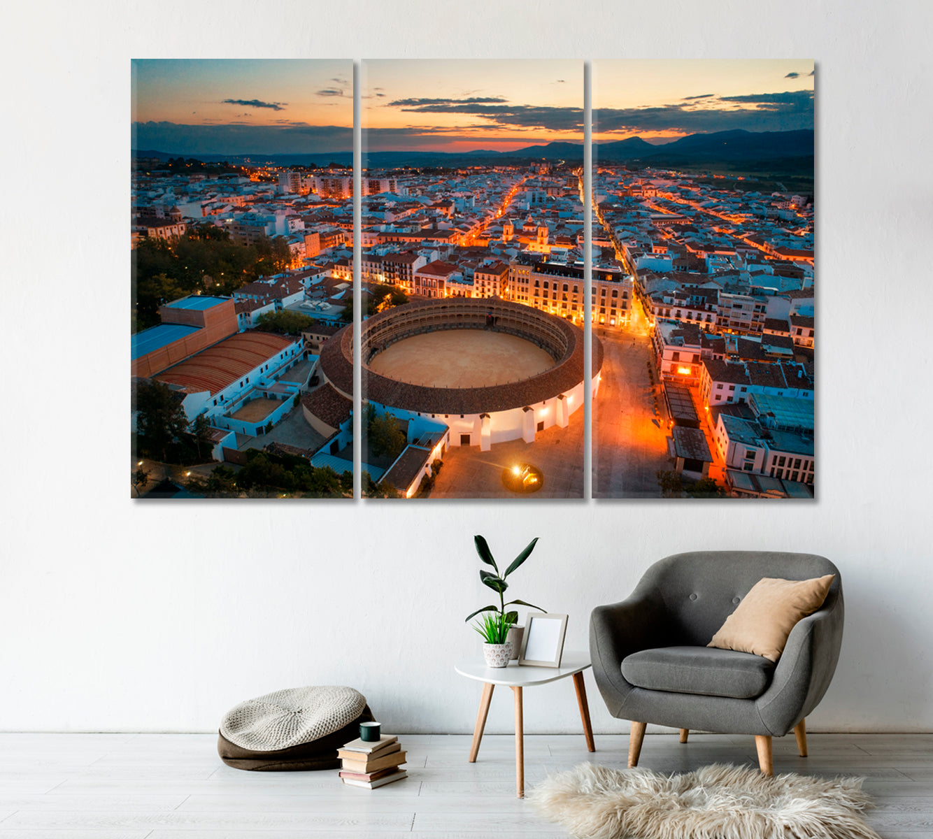 Plaza De Toros De Ronda Aerial View at Night Spain Canvas Print-Canvas Print-CetArt-1 Panel-24x16 inches-CetArt