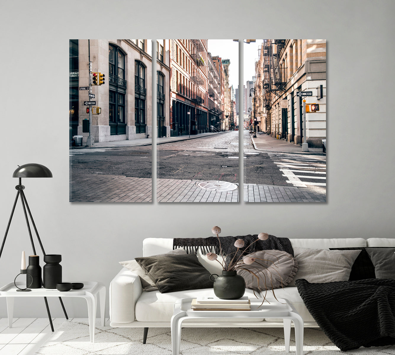 Street Soho District Manhattan New York Canvas Print-Canvas Print-CetArt-3 Panels-36x24 inches-CetArt