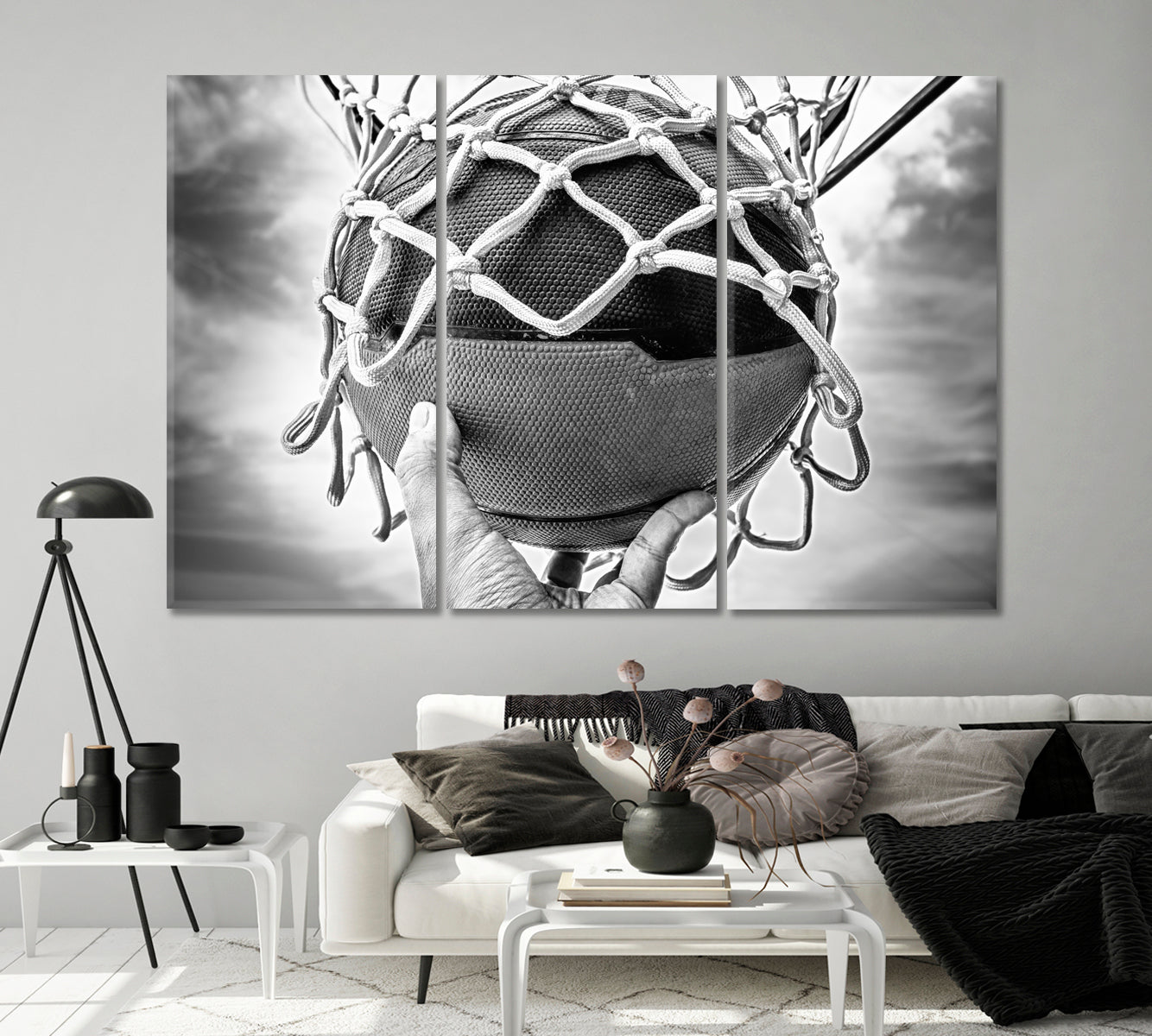 Basketball Ball in the Hoop Canvas Print-Canvas Print-CetArt-1 Panel-24x16 inches-CetArt