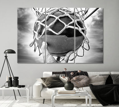 Basketball Ball in the Hoop Canvas Print-Canvas Print-CetArt-1 Panel-24x16 inches-CetArt