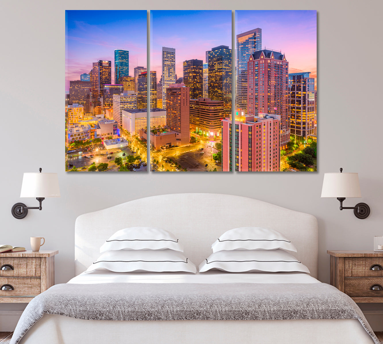 Houston Skyscrapers USA Canvas Print-Canvas Print-CetArt-1 Panel-24x16 inches-CetArt