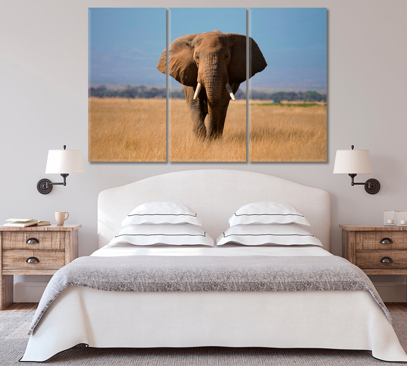 African Elephant in Amboseli Park Kenya Canvas Print-Canvas Print-CetArt-1 Panel-24x16 inches-CetArt