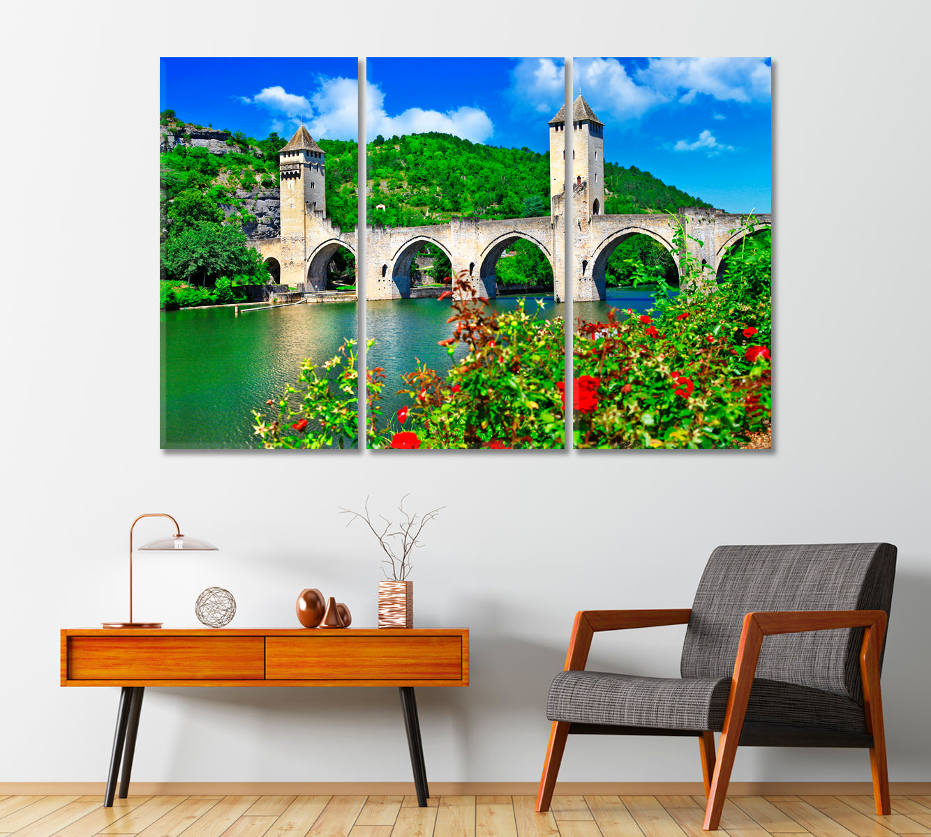 Cahors Valentre Bridge Pilgrims Road to Santiago Canvas Print-CetArt-1 Panel-24x16 inches-CetArt