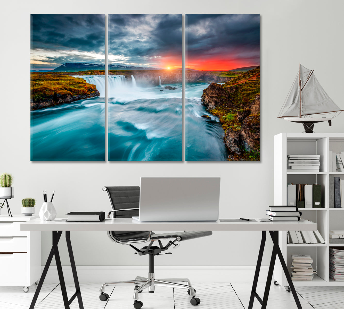 Godafoss Waterfall Iceland Canvas Print-Canvas Print-CetArt-1 Panel-24x16 inches-CetArt