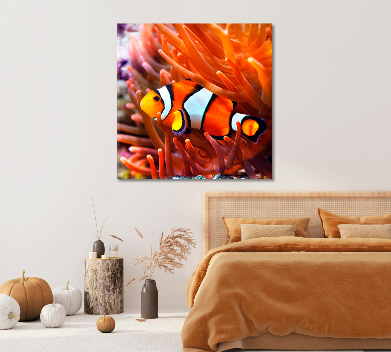 Clownfish in Anemone Canvas Print-Canvas Print-CetArt-1 panel-12x12 inches-CetArt