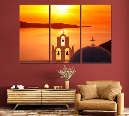 Firostefani Church at Sunset Greece Canvas Print-Canvas Print-CetArt-1 Panel-24x16 inches-CetArt