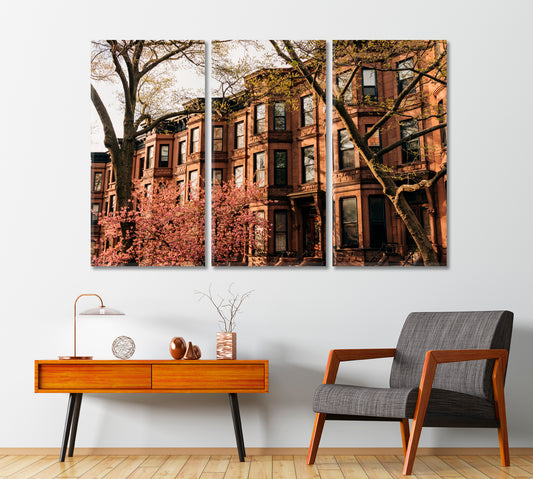 Brownstones in Park Slope Brooklyn New York City Canvas Print-Canvas Print-CetArt-1 Panel-24x16 inches-CetArt