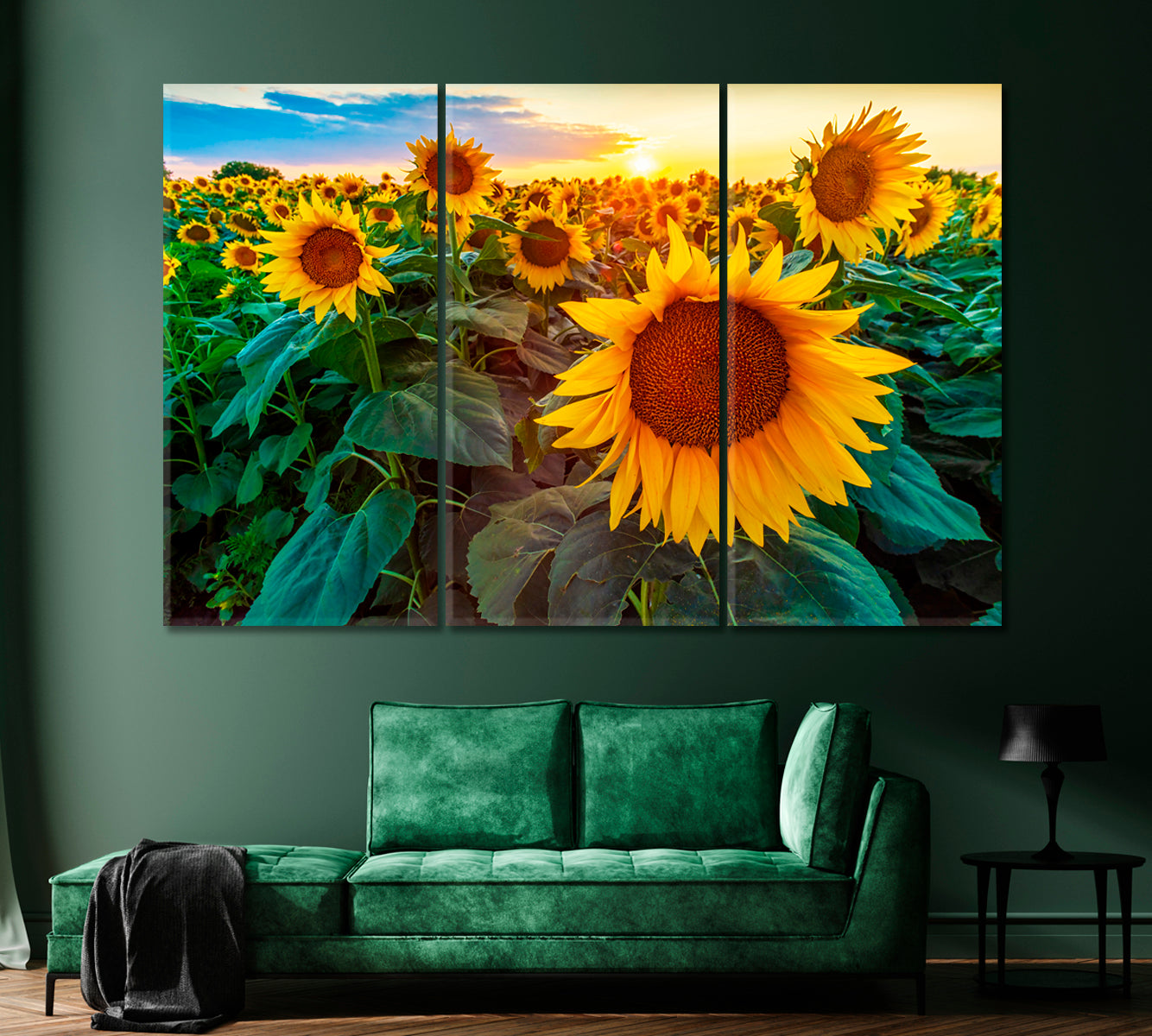 Sunflower Fields at Sunset Canvas Print-Canvas Print-CetArt-1 Panel-24x16 inches-CetArt