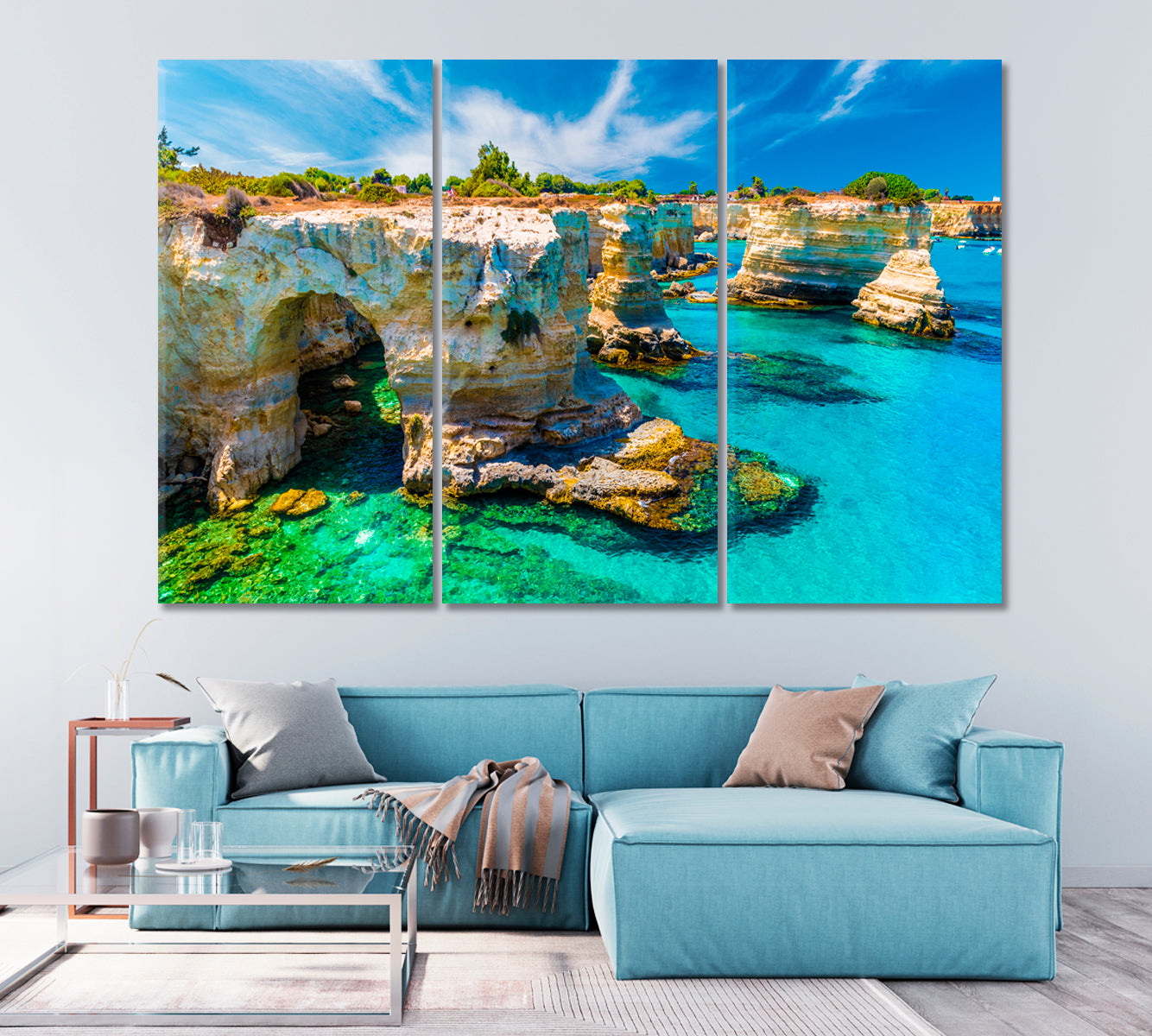 Rocky Coast Salento Italy Canvas Print-Canvas Print-CetArt-1 Panel-24x16 inches-CetArt