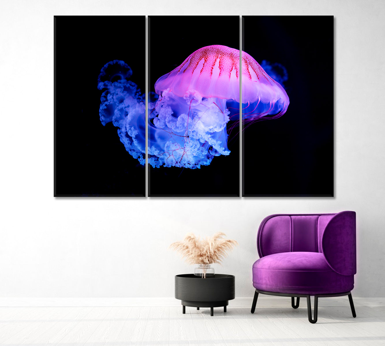 Purple Striped Jellyfish Canvas Print-Canvas Print-CetArt-1 Panel-24x16 inches-CetArt