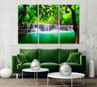 Erawan Waterfall Kanchanaburi Thailand Canvas Print-Canvas Print-CetArt-1 Panel-24x16 inches-CetArt