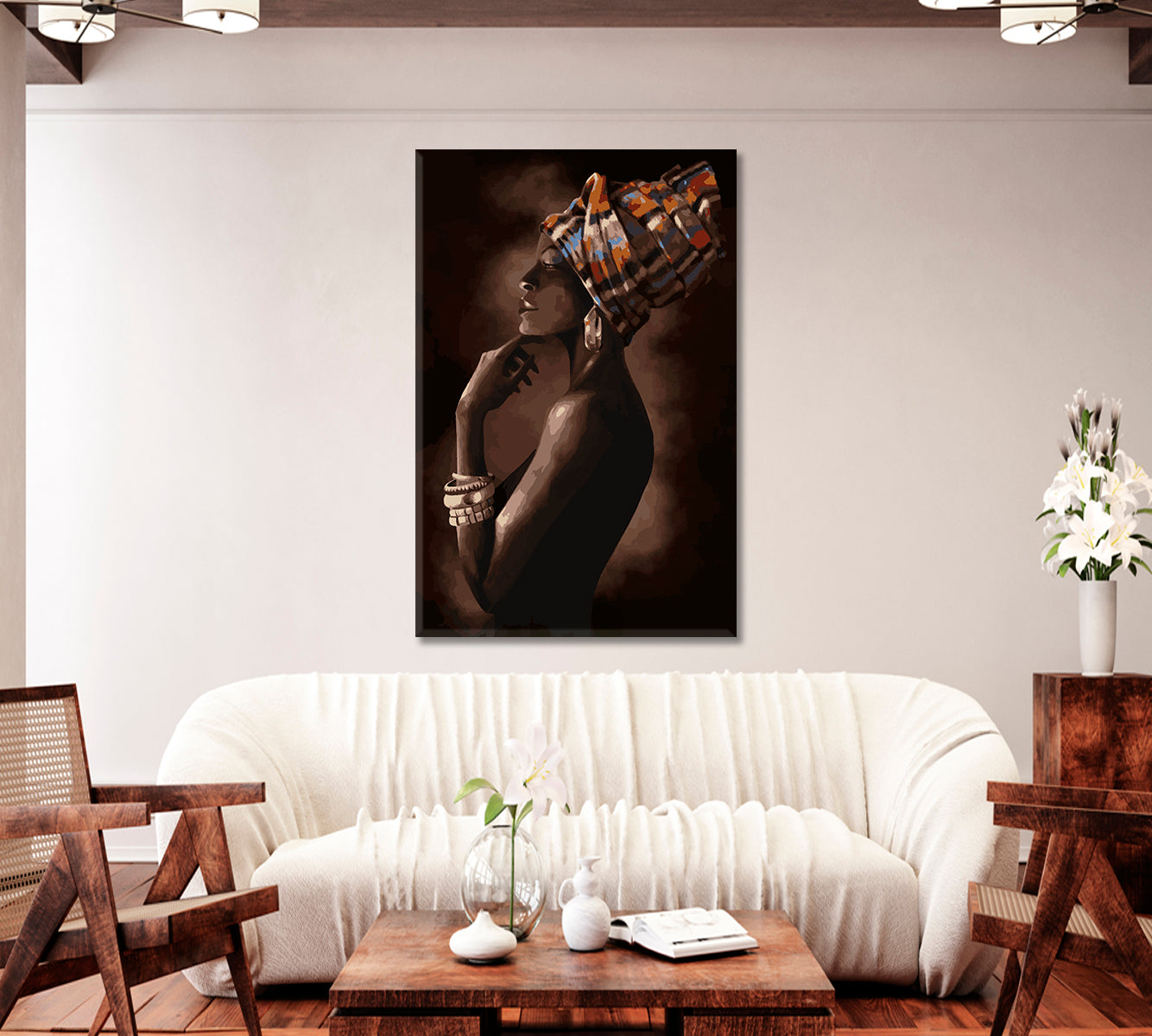 Beautiful African Woman Canvas Print-Canvas Print-CetArt-1 panel-16x24 inches-CetArt