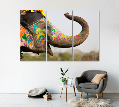 Decorated Elephant at the Annual Elephant Festival in Jaipur India Canvas Print-Canvas Print-CetArt-1 Panel-24x16 inches-CetArt