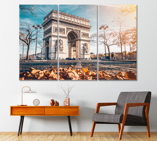 Arc De Triomphe Golden Autumn in Paris Canvas Print-Canvas Print-CetArt-1 Panel-24x16 inches-CetArt