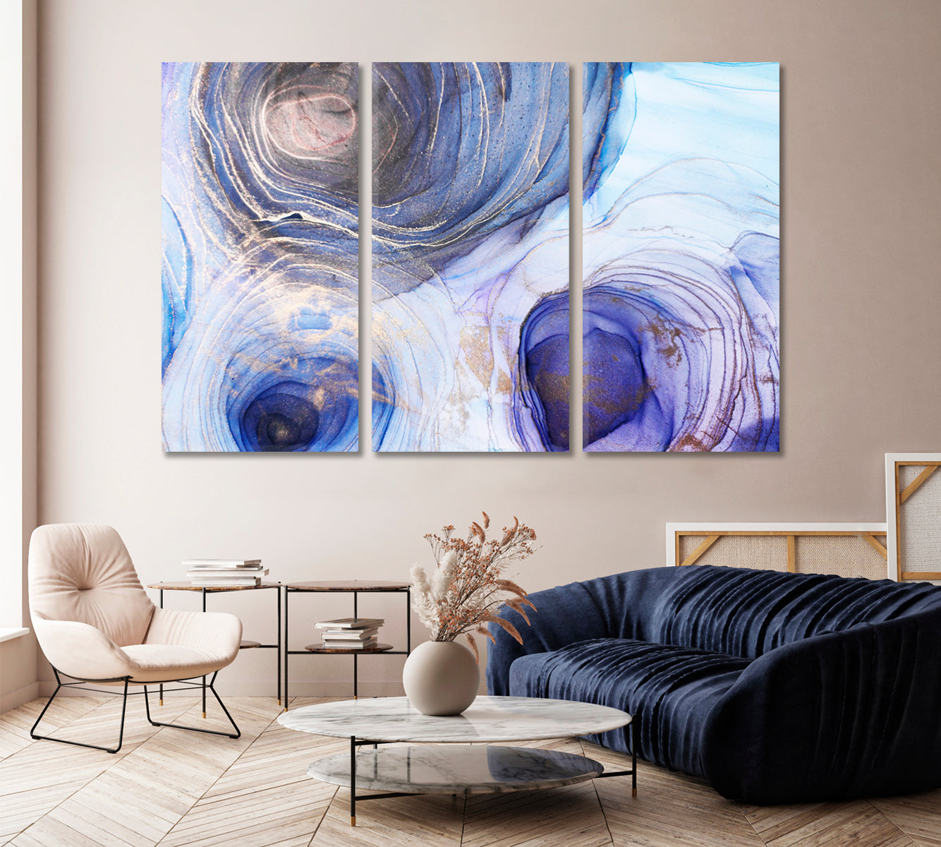 Stunning Abstract Blue Circles Canvas Print-Canvas Print-CetArt-1 Panel-24x16 inches-CetArt