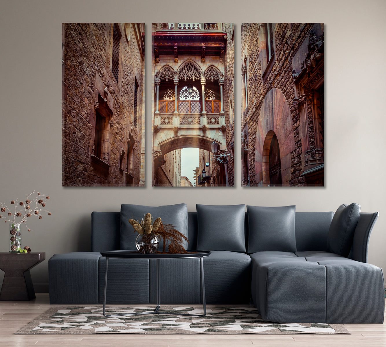 Bridge in Carrer del Bisbe in Barri Gotic Barcelona Catalonia Spain Canvas Print-Canvas Print-CetArt-1 Panel-24x16 inches-CetArt