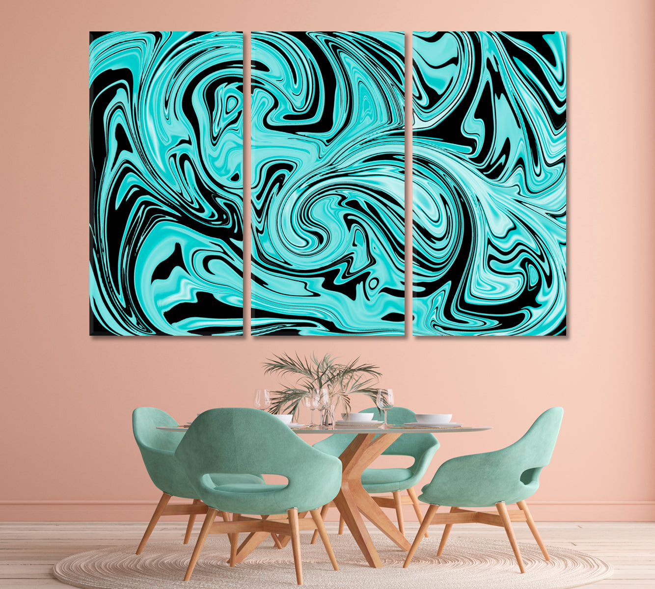 Abstract Blue and Marble Swirls Canvas Print-Canvas Print-CetArt-1 Panel-24x16 inches-CetArt