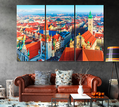 Red Roofs of Munich Old Town Germany Canvas Print-Canvas Print-CetArt-1 Panel-24x16 inches-CetArt