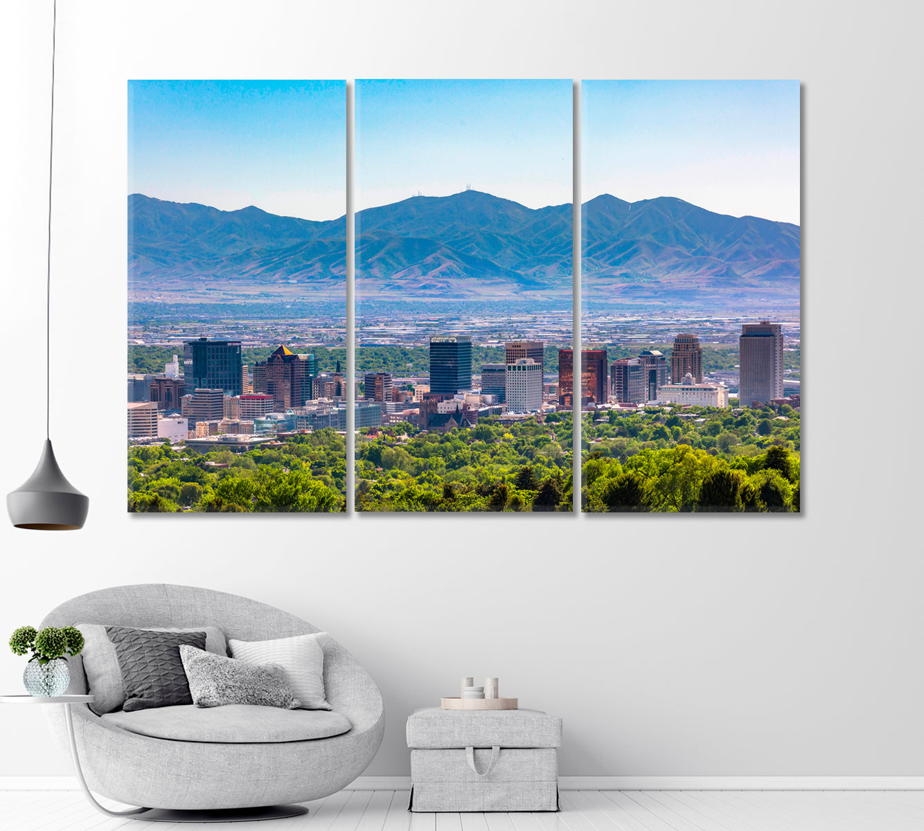 Salt Lake City and Wasatch Mountain Peaks USA Canvas Print-Canvas Print-CetArt-1 Panel-24x16 inches-CetArt