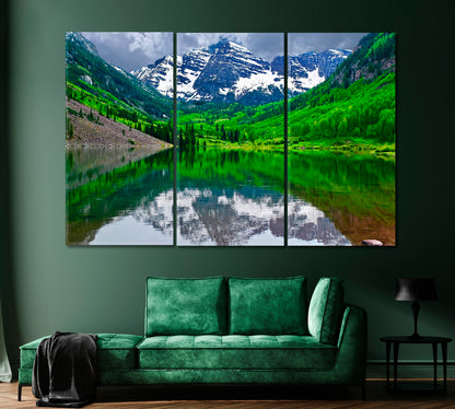 Maroon Bells Mountain Colorado State USA Canvas Print-Canvas Print-CetArt-1 Panel-24x16 inches-CetArt