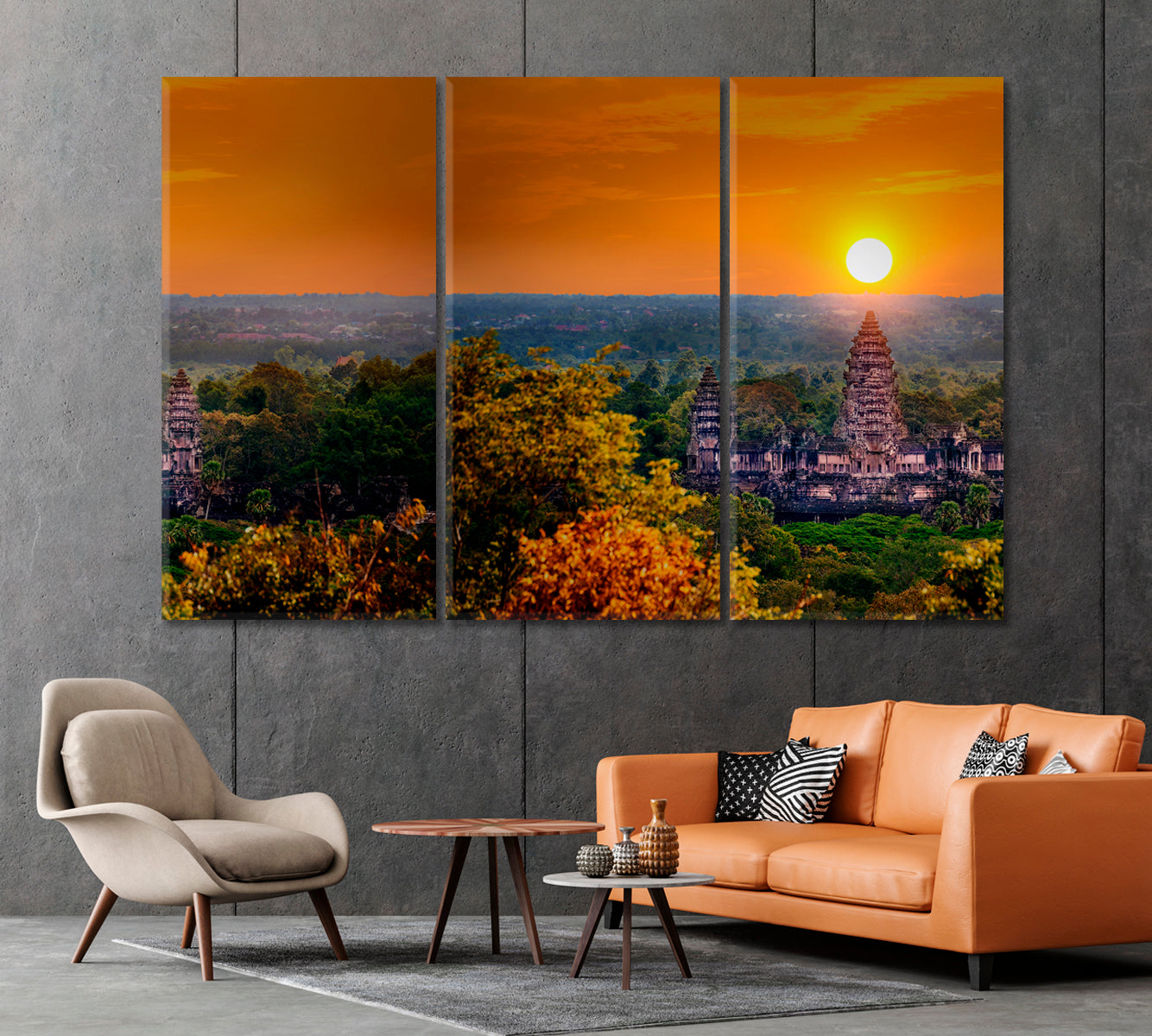 Angkor Wat Temple at Sunset Siem Reap Cambodia Canvas Print-Canvas Print-CetArt-1 Panel-24x16 inches-CetArt